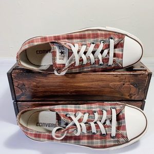 Converse All Star Plaid Red/Brown Sz 8 Wom /6 Mens